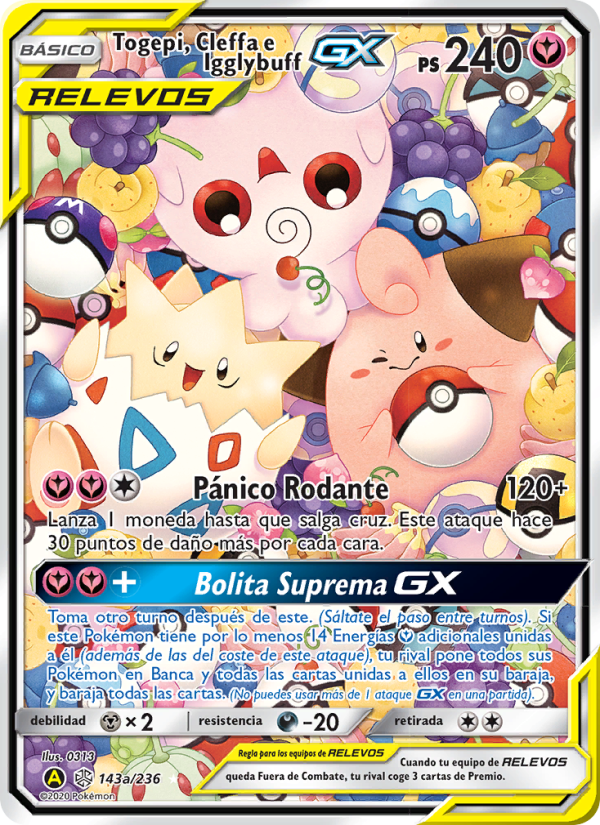 Togepi, Cleffa e Igglybuff GX 143 — Eclipse Cósmico (Spanish Pokémon TCG card)