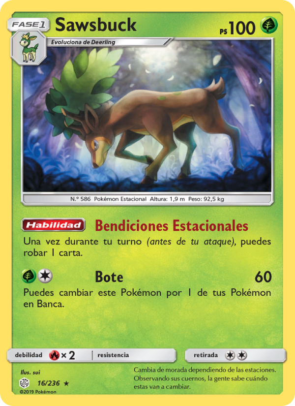 Sawsbuck 16 — Eclipse Cósmico (Spanish Pokémon TCG card)