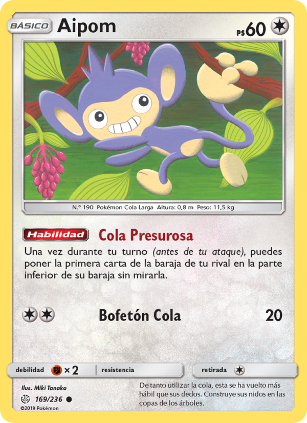 Aipom 169 — Eclipse Cósmico (Spanish Pokémon TCG card)