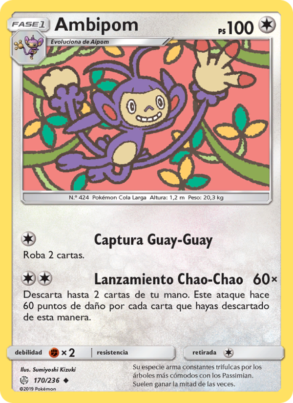 Ambipom 170 — Eclipse Cósmico (Spanish Pokémon TCG card)