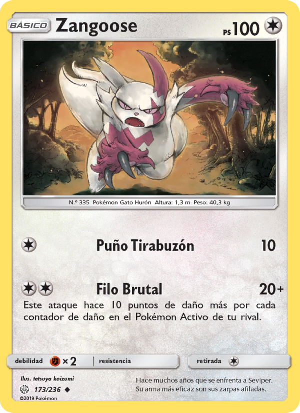 Zangoose 173 — Eclipse Cósmico (Spanish Pokémon TCG card)