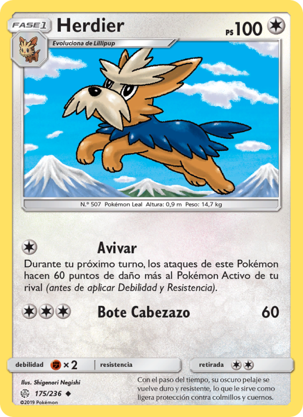 Herdier 175 — Eclipse Cósmico (Spanish Pokémon TCG card)