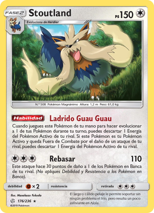 Stoutland 176 — Eclipse Cósmico (Spanish Pokémon TCG card)