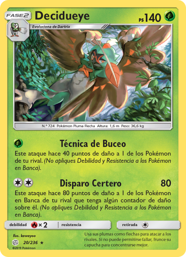 Decidueye 20 — Eclipse Cósmico (Spanish Pokémon TCG card)
