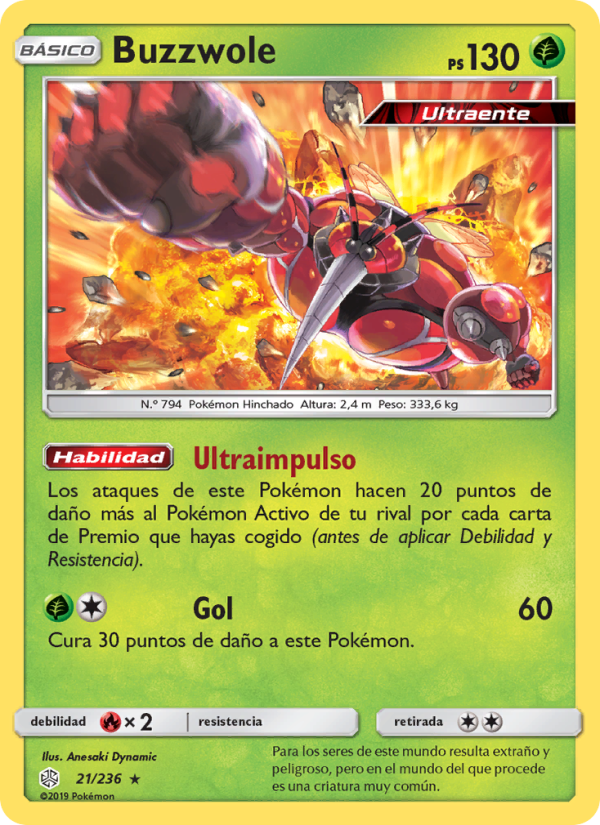 Buzzwole 21 — Eclipse Cósmico (Spanish Pokémon TCG card)