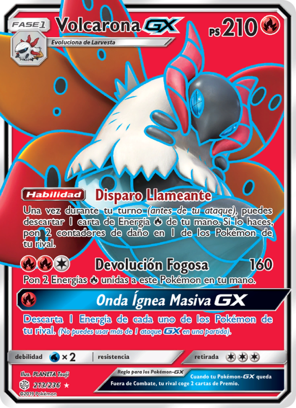Volcarona GX 213 — Eclipse Cósmico (Spanish Pokémon TCG card)
