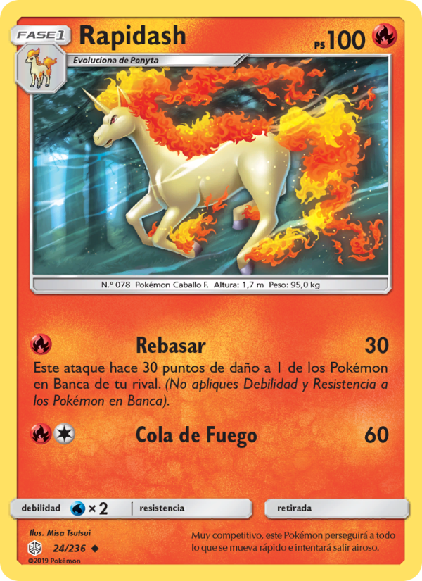 Rapidash 24 — Eclipse Cósmico (Spanish Pokémon TCG card)