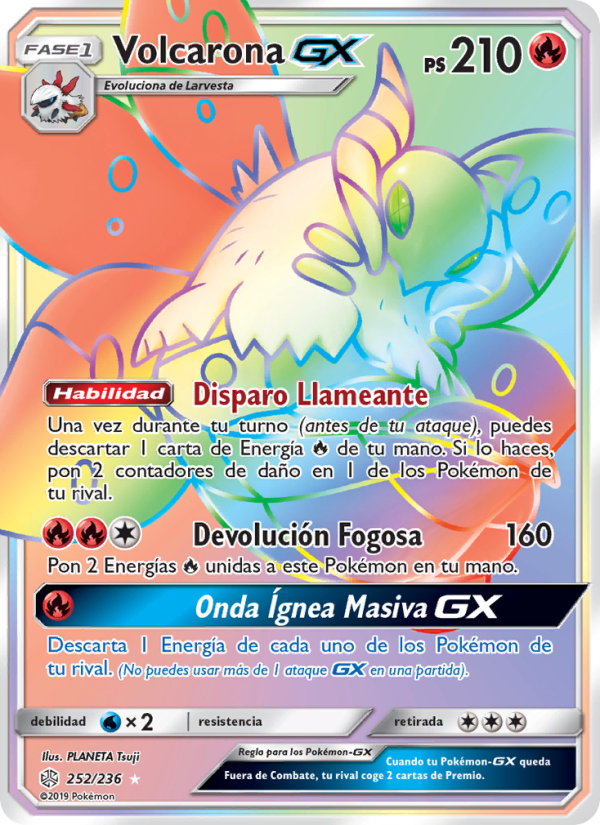 Volcarona GX 252 — Eclipse Cósmico (Spanish Pokémon TCG card)