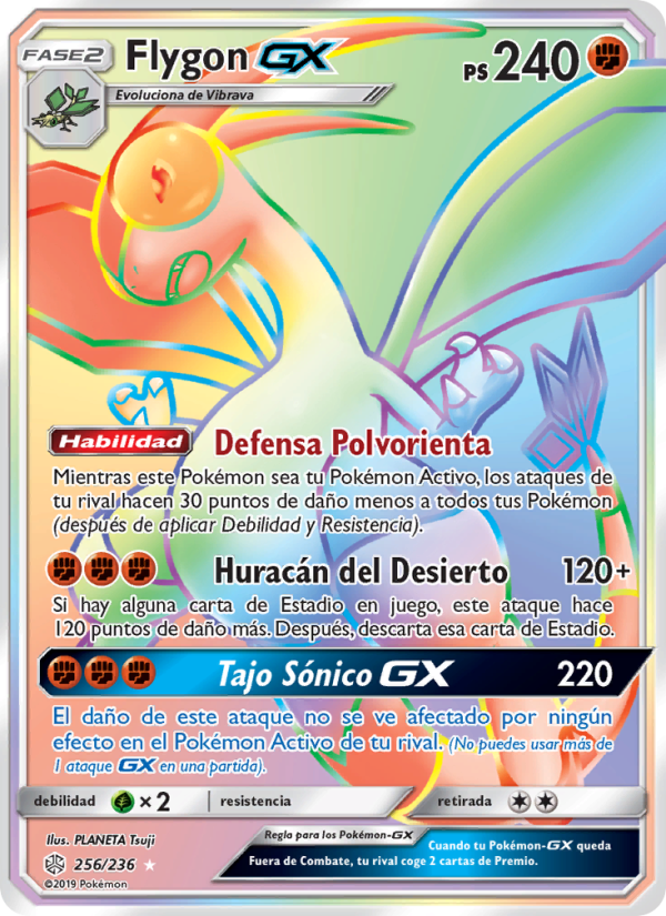 Flygon GX 256 — Eclipse Cósmico (Spanish Pokémon TCG card)