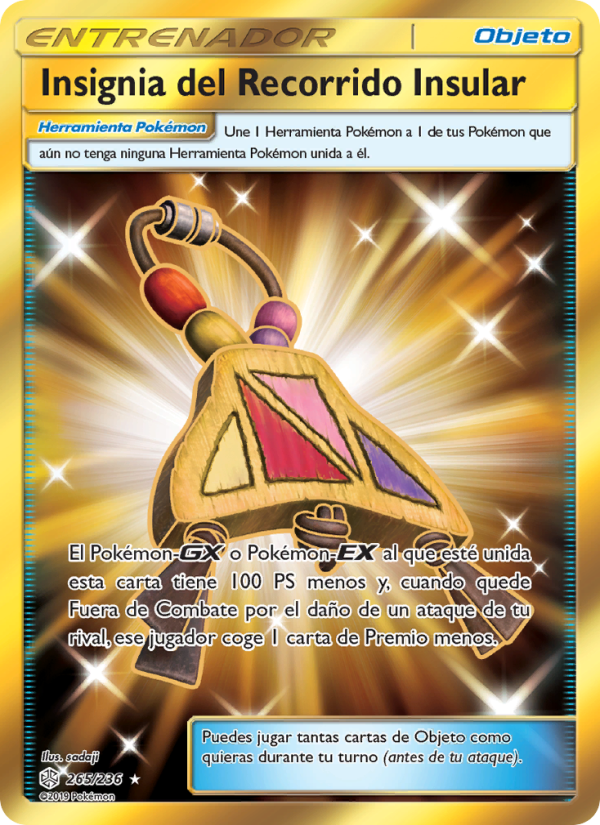 Insignia del Recorrido Insular 265 — Eclipse Cósmico (Spanish Pokémon TCG card)