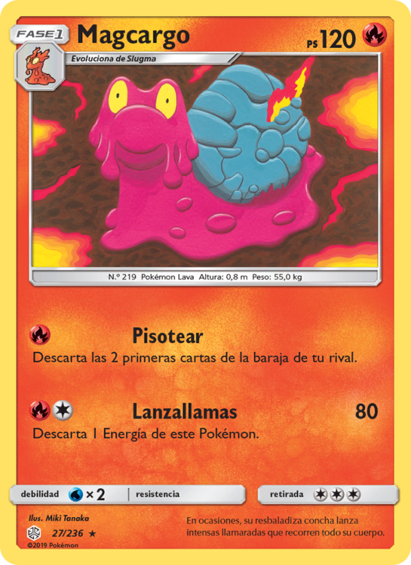 Magcargo 27 — Eclipse Cósmico (Spanish Pokémon TCG card)