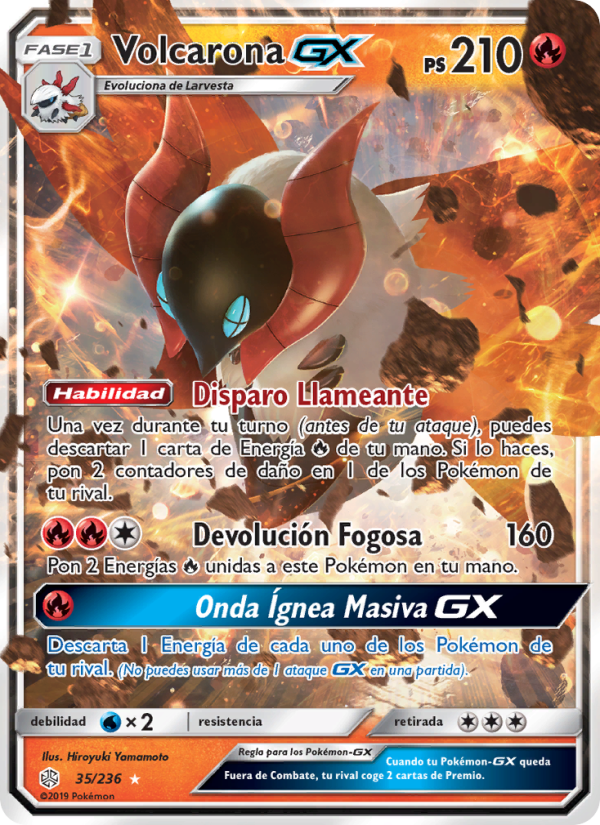 Volcarona GX 35 — Eclipse Cósmico (Spanish Pokémon TCG card)