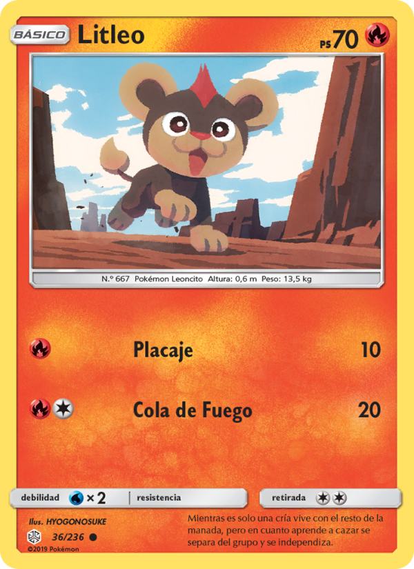 Litleo 36 — Eclipse Cósmico (Spanish Pokémon TCG card)