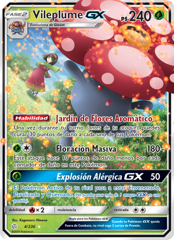 Vileplume GX 4 — Eclipse Cósmico (Spanish Pokémon TCG card)