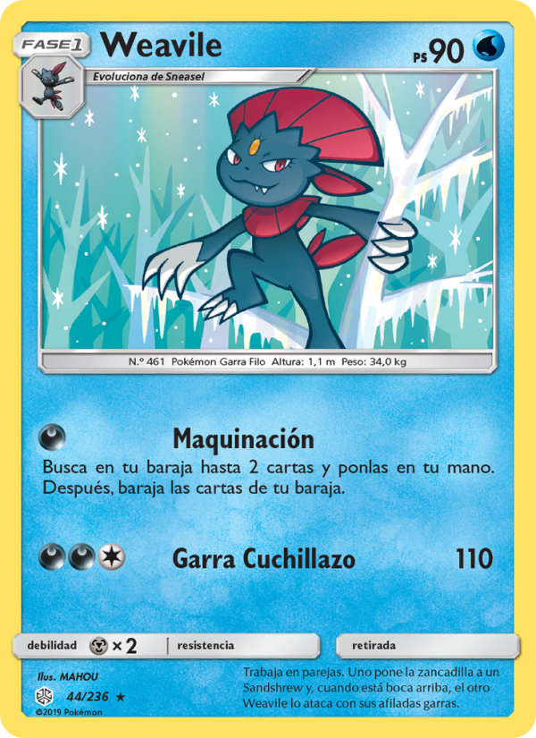 Weavile 44 — Eclipse Cósmico (Spanish Pokémon TCG card)