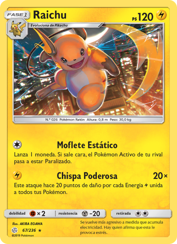 Raichu 67 — Eclipse Cósmico (Spanish Pokémon TCG card)