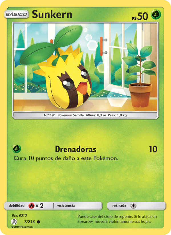 Sunkern 7 — Eclipse Cósmico (Spanish Pokémon TCG card)