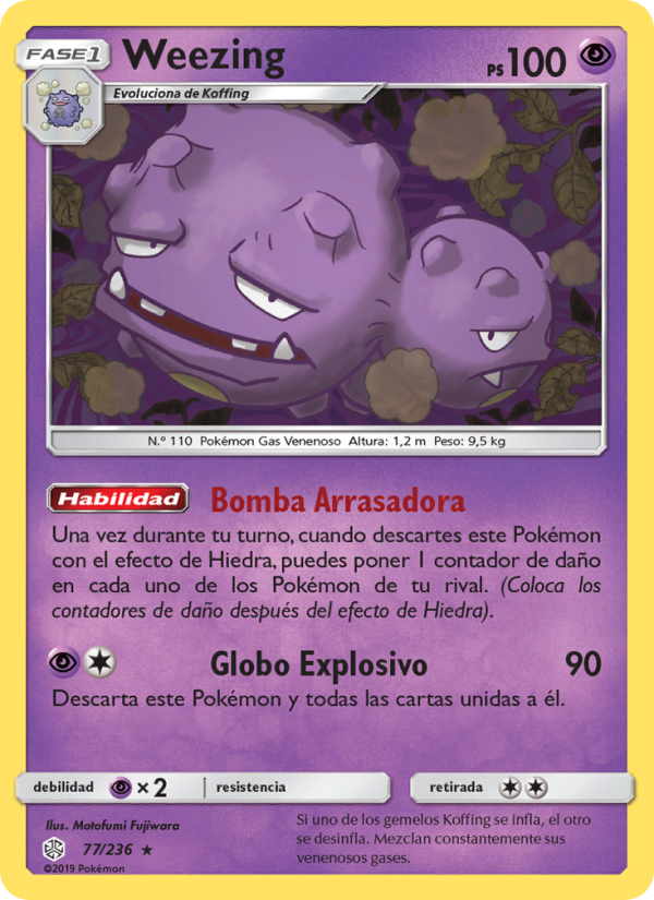 Weezing 77 — Eclipse Cósmico (Spanish Pokémon TCG card)