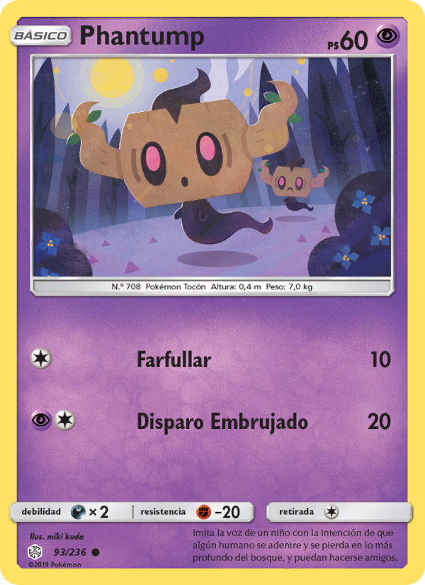 Phantump 93 — Eclipse Cósmico (Spanish Pokémon TCG card)