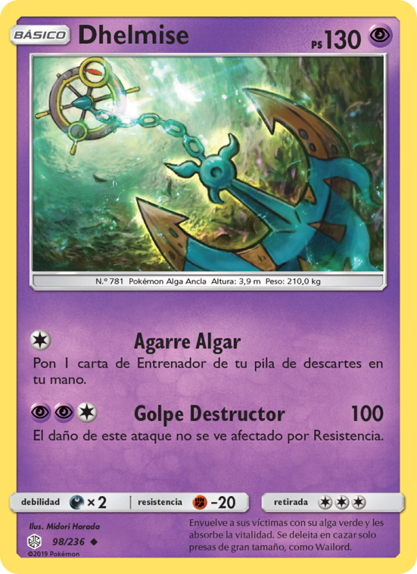 Dhelmise 98 — Eclipse Cósmico (Spanish Pokémon TCG card)