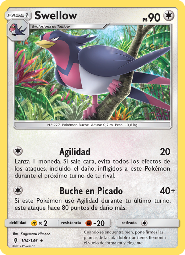 Swellow 104 — Albor de Guadianes (Spanish Pokémon TCG card)