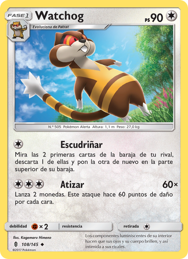 Watchog 108 — Albor de Guadianes (Spanish Pokémon TCG card)