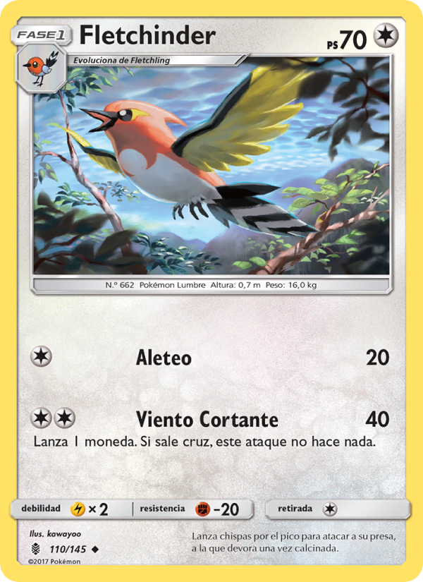 Fletchinder 110 — Albor de Guadianes (Spanish Pokémon TCG card)