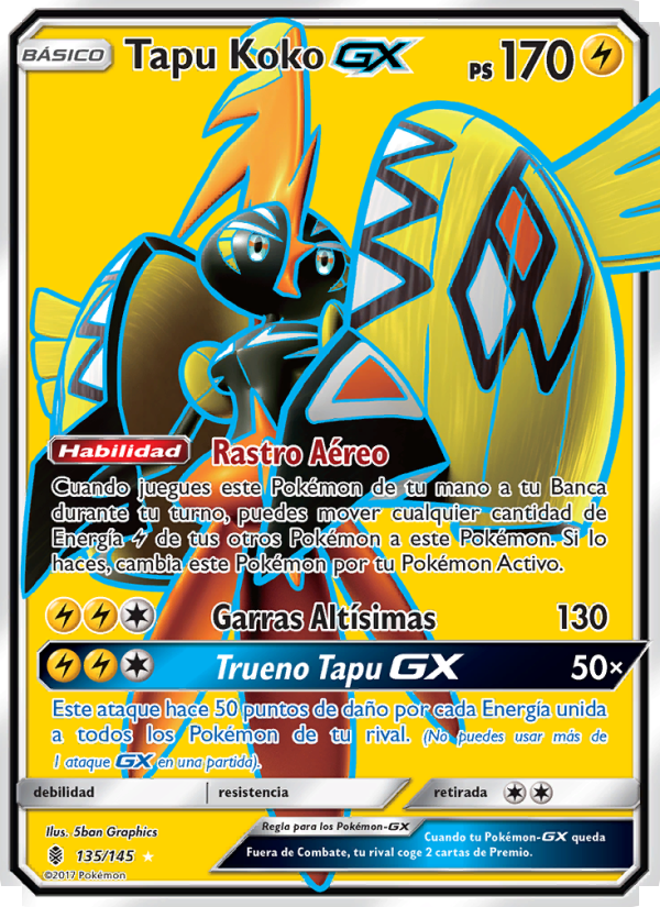 Tapu Koko GX 135 — Albor de Guadianes (Spanish Pokémon TCG card)