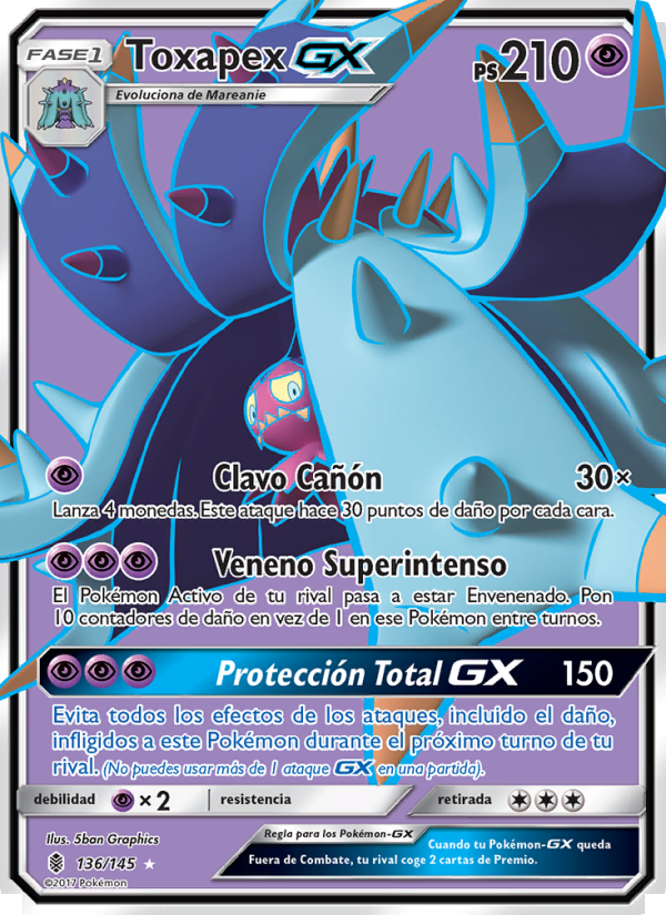 Toxapex GX 136 — Albor de Guadianes (Spanish Pokémon TCG card)