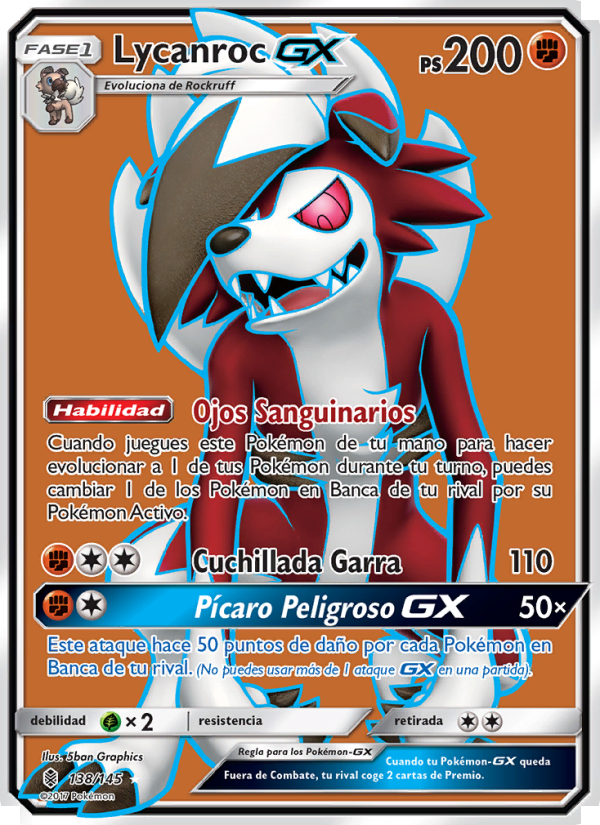 Lycanroc GX 138 — Albor de Guadianes (Spanish Pokémon TCG card)