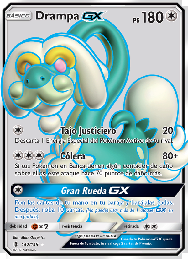 Drampa GX 142 — Albor de Guadianes (Spanish Pokémon TCG card)