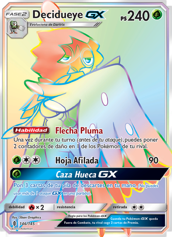 Decidueye GX 146 — Albor de Guadianes (Spanish Pokémon TCG card)