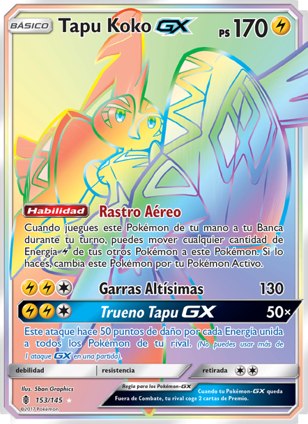 Tapu Koko GX 153 — Albor de Guadianes (Spanish Pokémon TCG card)