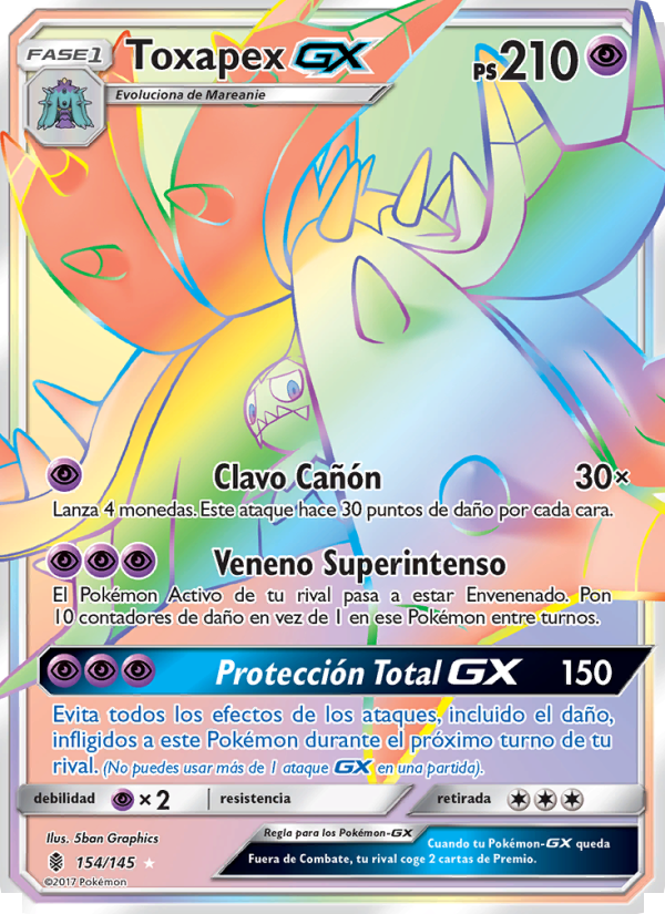 Toxapex GX 154 — Albor de Guadianes (Spanish Pokémon TCG card)