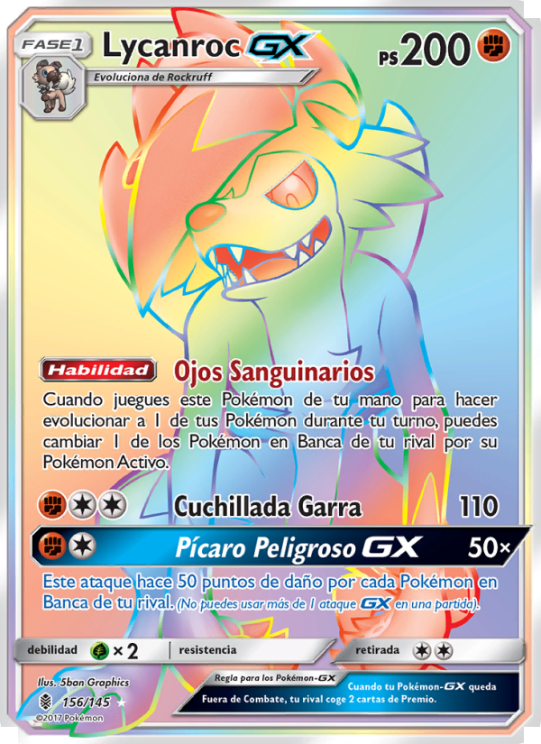 Lycanroc GX 156 — Albor de Guadianes (Spanish Pokémon TCG card)
