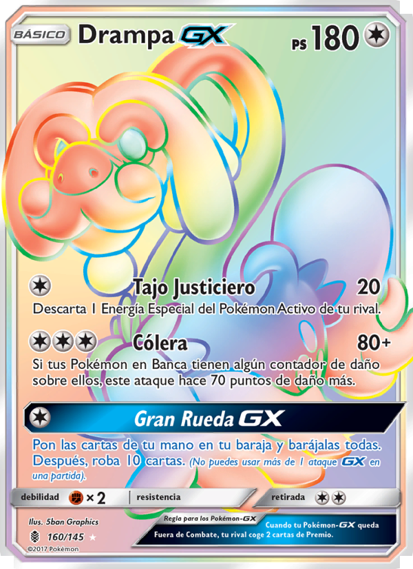 Drampa GX 160 — Albor de Guadianes (Spanish Pokémon TCG card)