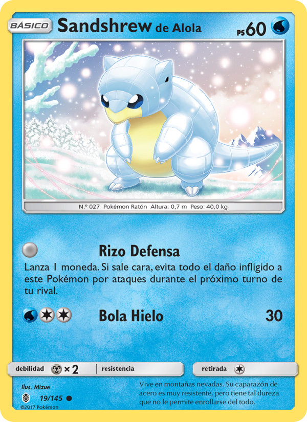 Sandshrew de Alola 19 — Albor de Guadianes (Spanish Pokémon TCG card)