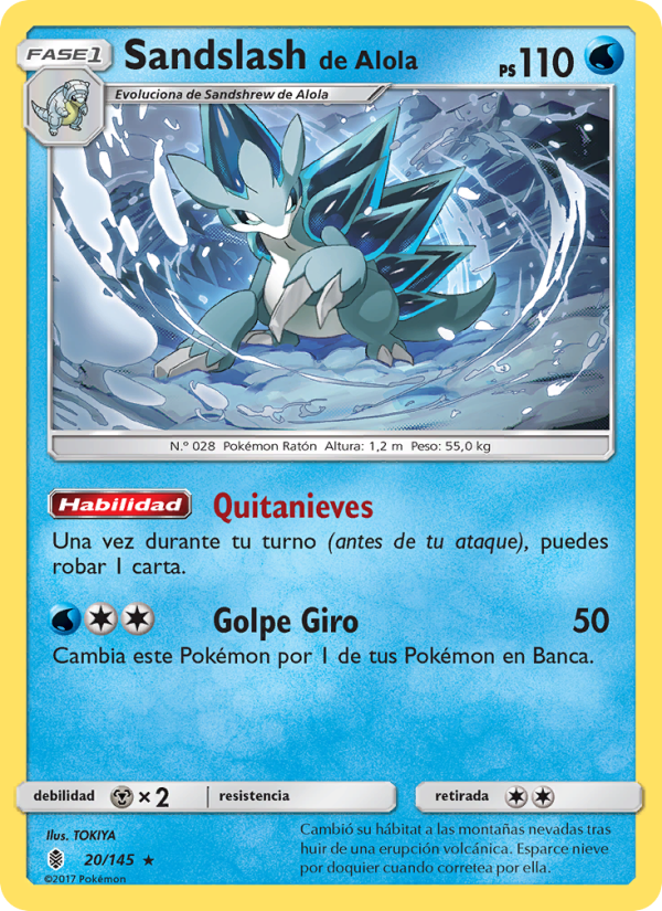 Sandslash de Alola 20 — Albor de Guadianes (Spanish Pokémon TCG card)