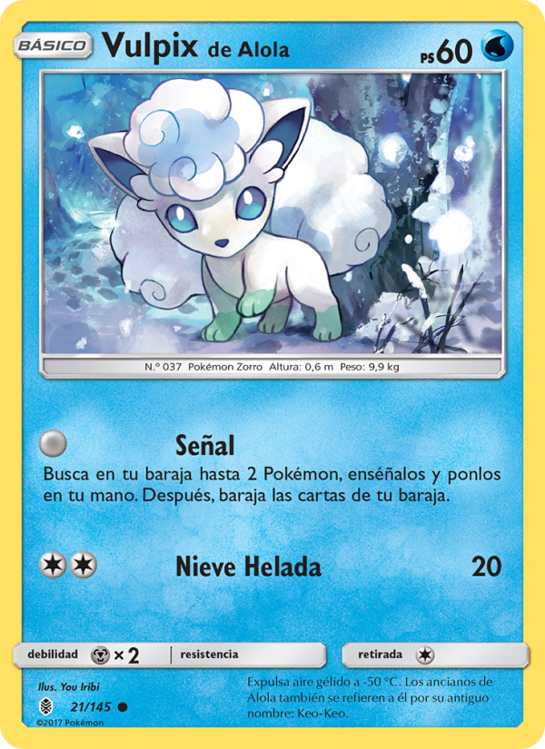 Vulpix de Alola 21 — Albor de Guadianes (Spanish Pokémon TCG card)