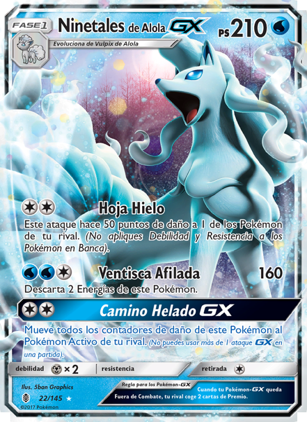 Ninetales de Alola GX 22 — Albor de Guadianes (Spanish Pokémon TCG card)