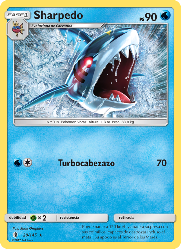 Sharpedo 28 — Albor de Guadianes (Spanish Pokémon TCG card)