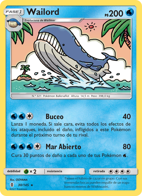 Wailord 30 — Albor de Guadianes (Spanish Pokémon TCG card)