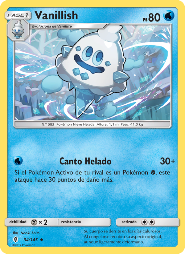 Vanillish 34 — Albor de Guadianes (Spanish Pokémon TCG card)