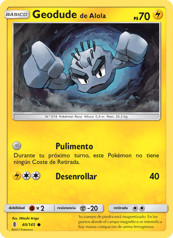 Geodude de Alola 40 — Albor de Guadianes (Spanish Pokémon TCG card)