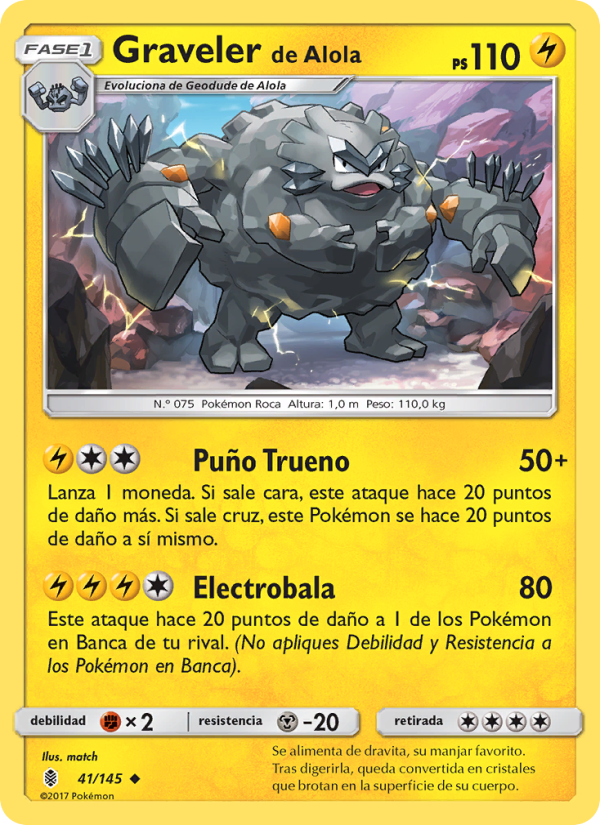 Graveler de Alola 41 — Albor de Guadianes (Spanish Pokémon TCG card)