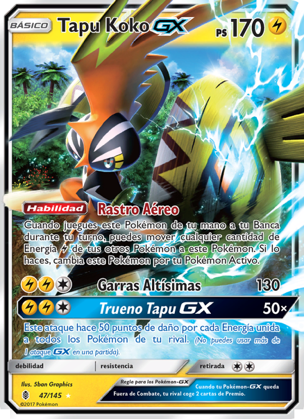 Tapu Koko GX 47 — Albor de Guadianes (Spanish Pokémon TCG card)