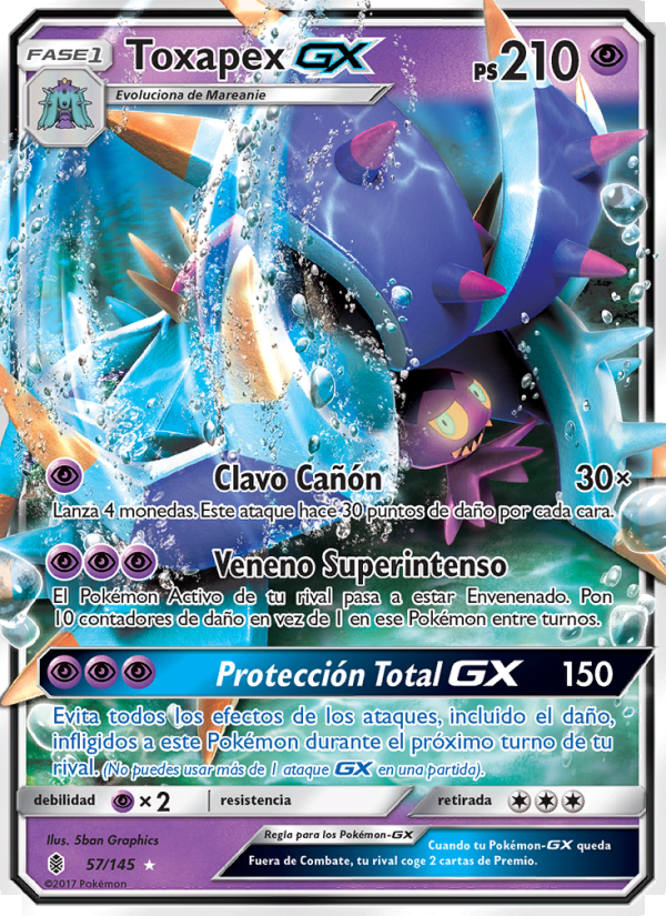Toxapex GX 57 — Albor de Guadianes (Spanish Pokémon TCG card)