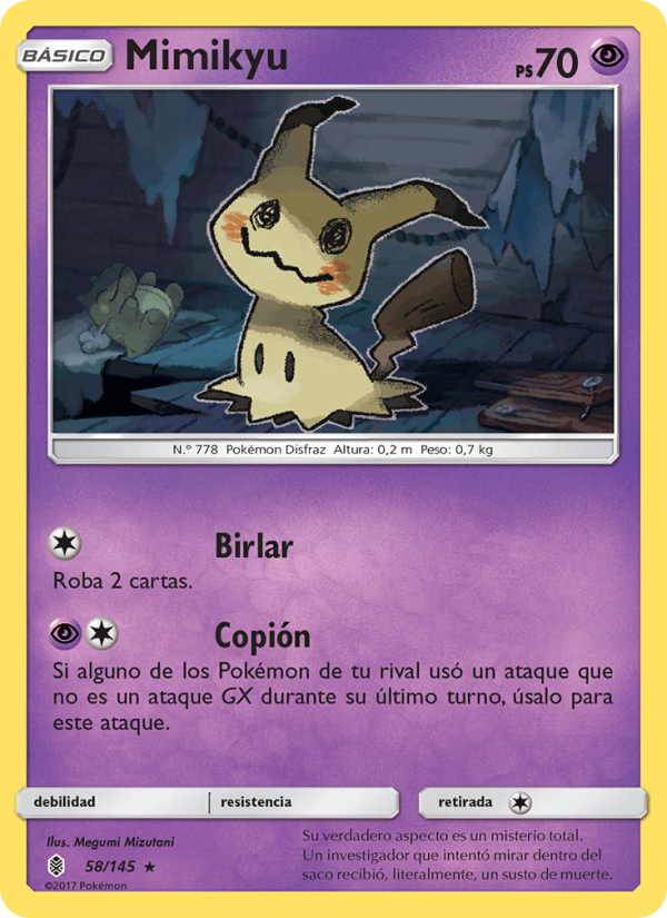 Mimikyu 58 — Albor de Guadianes (Spanish Pokémon TCG card)