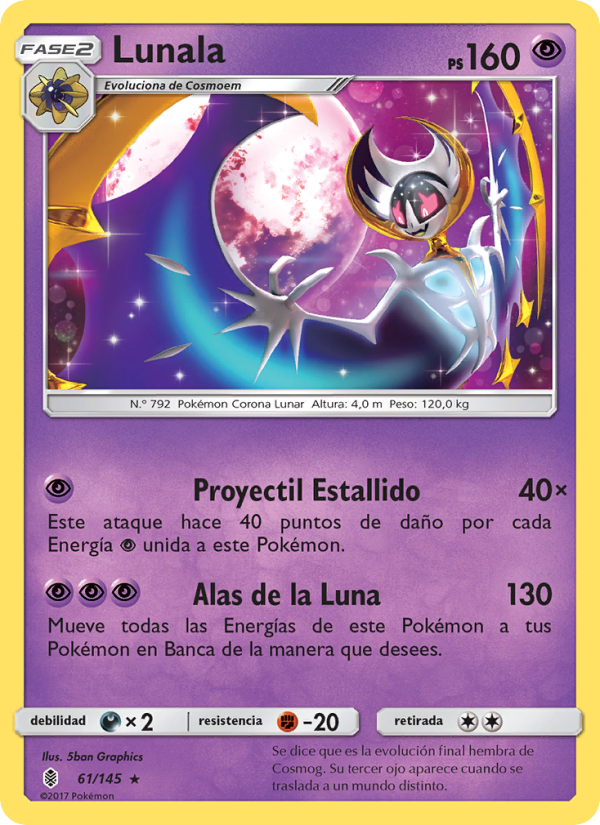 Lunala 61 — Albor de Guadianes (Spanish Pokémon TCG card)