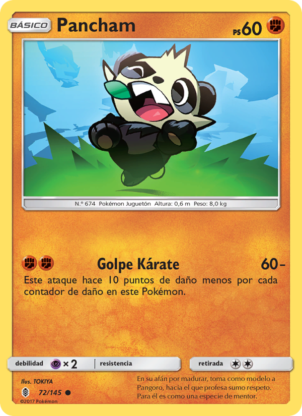 Pancham 72 — Albor de Guadianes (Spanish Pokémon TCG card)